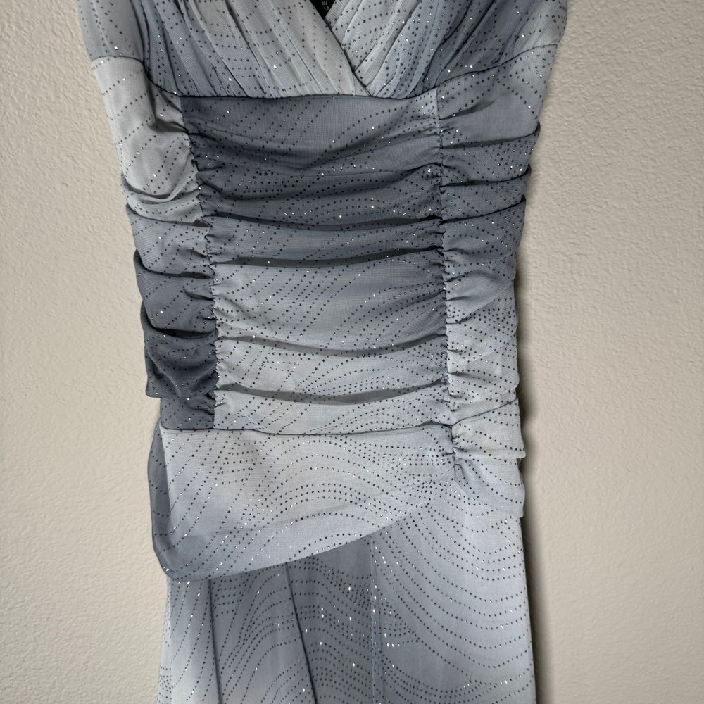 XOXO Y2K Grey Ombre Glitter Ruched Mesh Cocktail Dress Large RUNS SMALL HAS FLAW - Picture 10 of 16